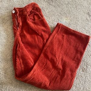 Red corduroy mom jeans! Super comfy but not long enough for me(I’m 5”5)